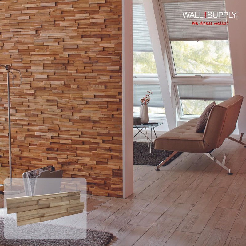 Wall!Supply 3D Wall Panels – Reclaimed Modern Asian Teak Wood