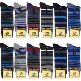 USBingoshopTM Mens Cotton Dress Socks (12 Pack) (10-13, Striped)