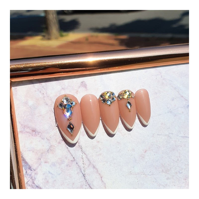 Silk Peach Handmade Nail Tips - Long Square / 실크