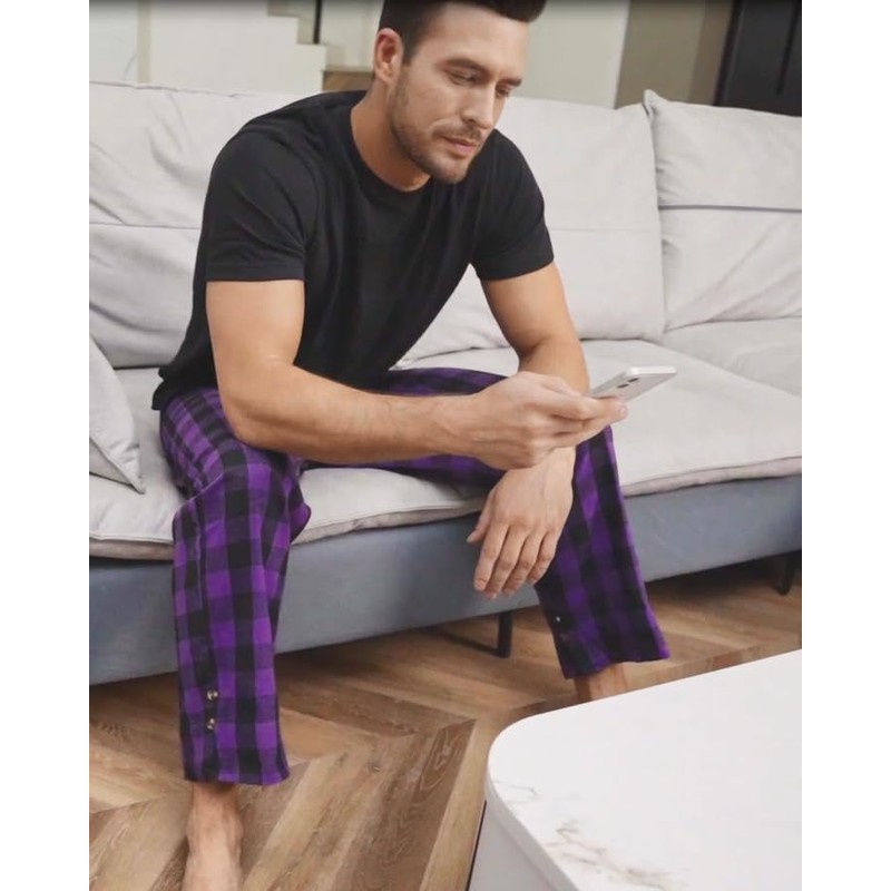 Alimens & Gentle Mens Heavyweight Flannel Plaid Pajama Pants 100%