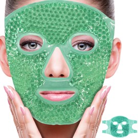 Máscara de Hielo, Máscara de Gel Frio Adecuadas para Ojos Hinchados/Ojeras/Migraña/Alivio del Estrés, Antifaz para Dormir Fria y Caliente con Respaldo de Felpa Suave, Regalo de San Valentín(Verde）