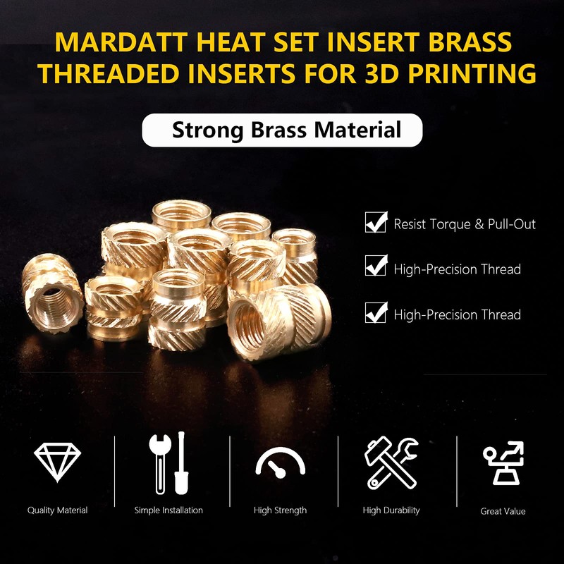 Mardatt 120pcs M3x10x5 Brass Thread Inserts for Plastic Brass Inserts
