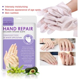  Generic Hand Mask Moisturizing Glove 5 pack, Hand Peel Mask Exfoliating Gloves, Hand Repair Glove for Dry Hands Treatment, Remove Dead Skin, Rough Skin, purple