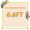 Wedding Arch Backdrop Stand and Cover Set Metal Arched Stand Frame with Beige Arch Cover 6.6x6.6FT Square Backdrop Covers for Arch Stands Backdrops for Birthday Party Graduation Wedding Shower Decor