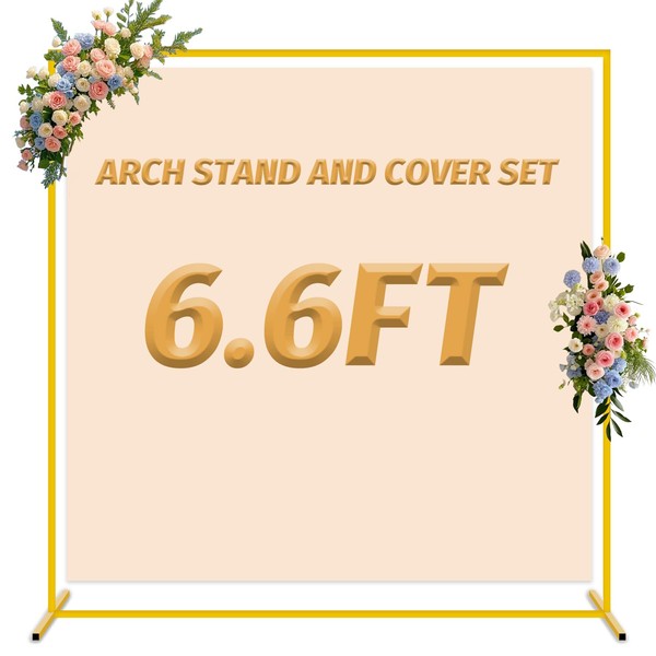 Wedding Arch Backdrop Stand and Cover Set Metal Arched Stand