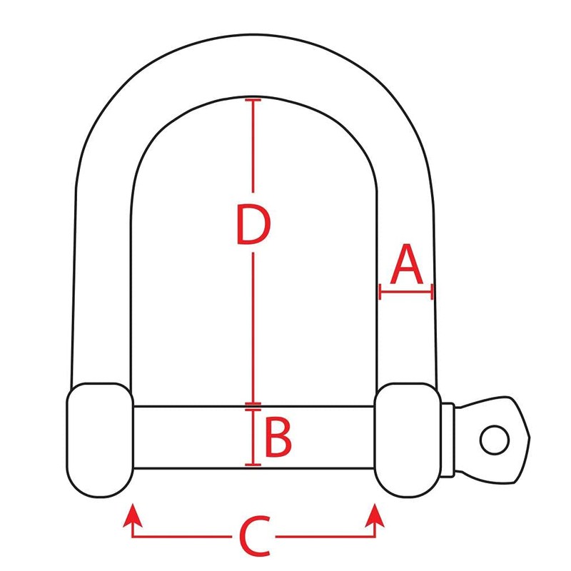 Extreme Max 3006.8228 BoatTector Stainless Steel Wide D Shackle -