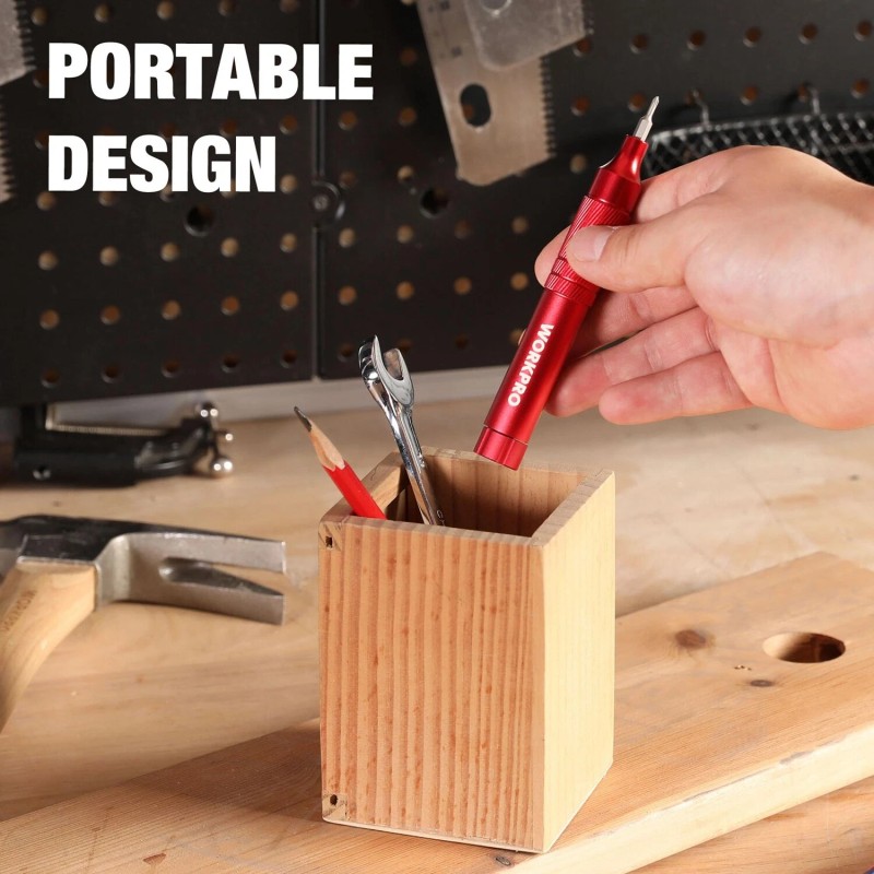 WORKPRO 24-in-1 Precision Screwdriver Multi-Bit Screwdrivers w/S2 Steel Bits Red