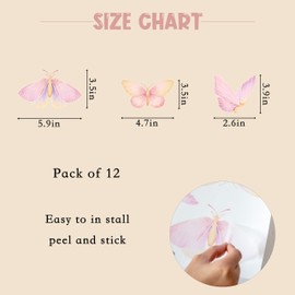MUWEOL Butterfly Wall Decals - Baby Girl Nursery Wall Decor Stickers Butterfly,Pink Party Wall Decoration for Girls，Baby Girls Room Wall Stickers，Nursery Wall Decor (Butterfly Decal Pink)