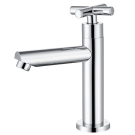 Tondiy Tap Cold Water Guest Toilet Cold Water Tap with Connection Hose, Washbasin Tap Cold Water Pillar Valve Cold Water Tap with Removable Bubbler, Chrome