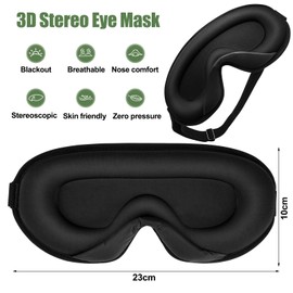 Sleeping Mask Soft Ice Silk Fabric 3D Sleeping Mask Eye Mask for Side Sleepers with Adjustable Strap Sleep Mask for Men and Women 3D Contoured Sleeping Mask for Travel, Naps, Yoga, Sleeping
