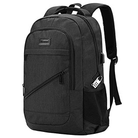 Mecrowd Laptop Backpack ,Business Anti Theft backpack with USB Charging Port, 15.6 Inch Large Backpack for Travel, Bookbag Casual Hiking Daypack(black)