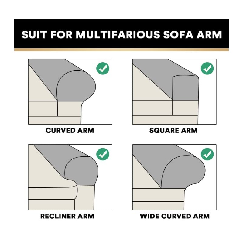 Stretch Armrest Covers Velvet Arm Covers for Chairs Couch Sofa