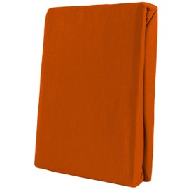 Leonado Vicenti Classic Fitted Sheet, 100% Jersey Cotton, in Many Colours and Sizes, Dimensions: 180 x 200 cm - 200 x 200 cm, Colour: Orange