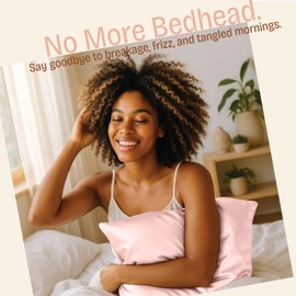 BLISSFORD Pink Satin Pillowcase with Zipper, for Hair and Skin Care, Feels Soft and Cool Like a Silk Pillowcase, Satin Pillow Cases 2 Pack, Slik Pillow Cover, Queen Size - Set of 2