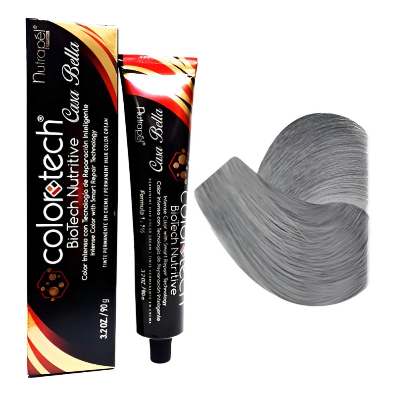 Tinte Permanente Profesional Colortech Nutrapel Tono Minerales - Plata