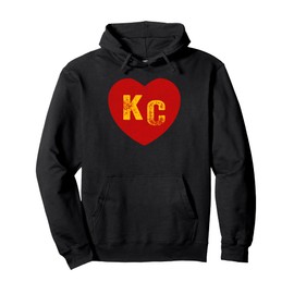 Kansas City Heart KC Red & Yellow Heart Hoodie - Unisex Adults - Small - Black