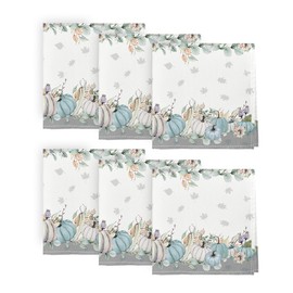 Horaldaily Fall Cloth Napkins 18 x 18 Inch, Thanksgiving Autumn Harvest Watercolor Flowers and Pumpkins Party Dinner Decoration Washable Napkins Set of 6