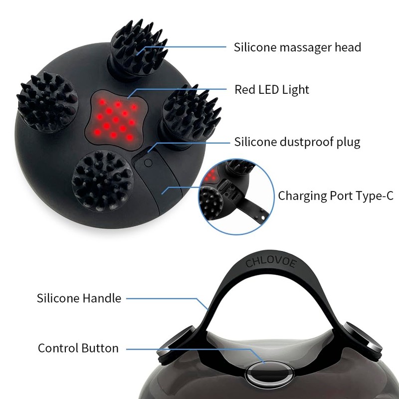 Scalp Massager, Electric Head Massager with 3 Kneading Modes and