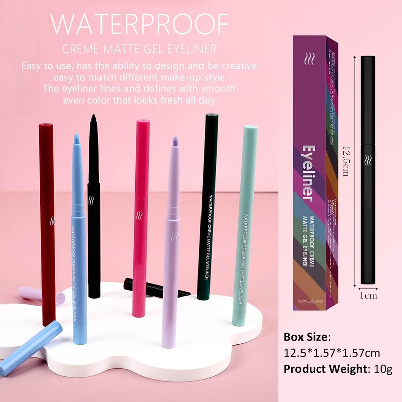 Wavuketu Blue Eyeliner Waterproof Blue Eyeliner Pencil Retractable blue Gel
