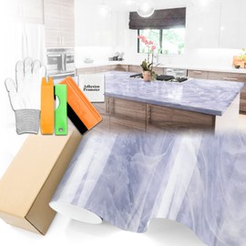 Free Tool Kit EZAUTOWRAP 05 Marble Gloss Vinyl Wrap Self Adhesive Counter Home Office Furniture Wallpaper - 60"X180" (5FT X 15FT)