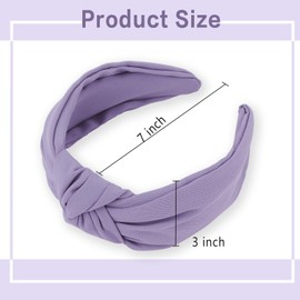 Purple Headband Top Knot Headbands for Women Non Slip Fashion Wide Knotted Headbands Hair Accessories for Women Girls