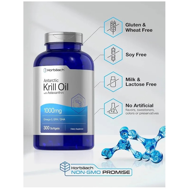 Aceite Krill 1000mg Omega 3 + Astaxantina 300caps Americano Sabor