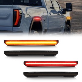 SUPAREE 4PCS LED Side Marker Lights with Amber Red Compatible with Sierra 2500HD 3500HD Pickup Truck 2020-2024, Smoked Lens Front Rear Fender Side Marker Fit for GMC Sierra Replace 84806032 84185031