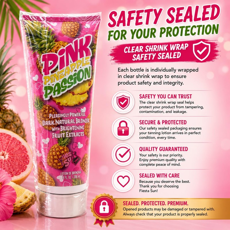 Fiesta Sun Pink Pineapple Passion Dark Natural Bronzer Tanning Lotion
