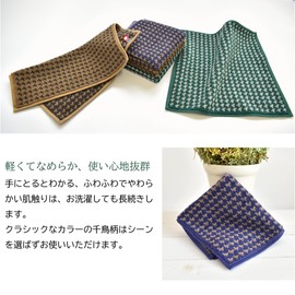 ORI365 Imabari Towel Hand Towel Handkerchief, Water Absorbent, 100% Cotton, Made in Japan, 9.8 x 9.8 inches (25 x 25 cm), Towel Handkerchief, 3 Classic Chindori