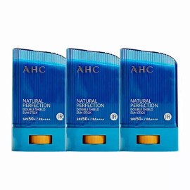 AHC 내추럴 퍼펙션 더블 쉴드 선스틱 22g 파랑 3개 AHC Natural Perfection Double Shield Sunscreen Stick 22g Blue Pack of 3 [Three 22g green.]