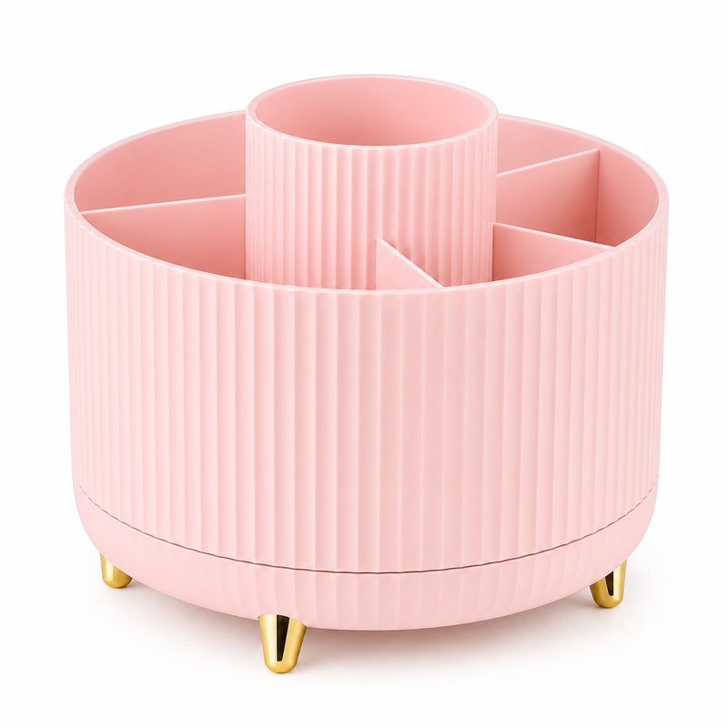 360° Rotating Makeup Organizer – Cosmetic Storage Holder for Brushes,