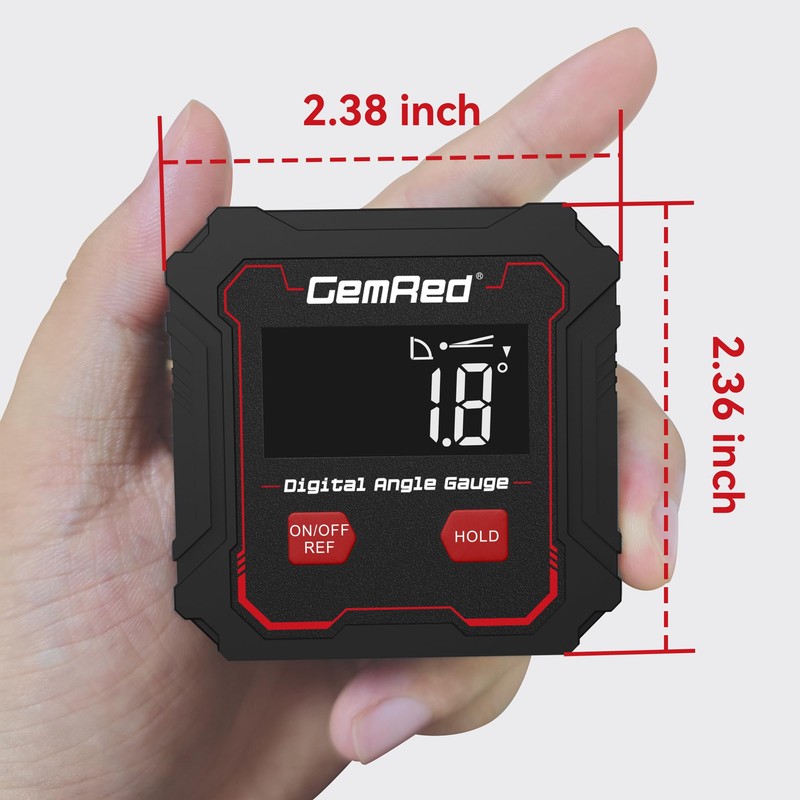 GemRed Digital Angle Gauge with LCD Display and Magnetic Base,
