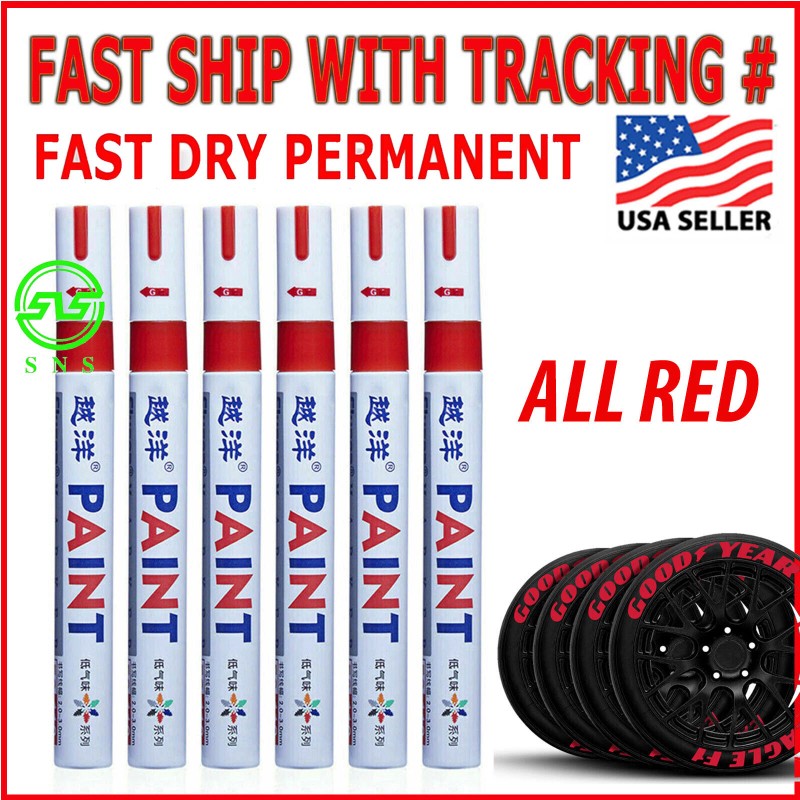 SNS 3pcs RED Paint Pen Markers Waterproof Permanent Car Tire
