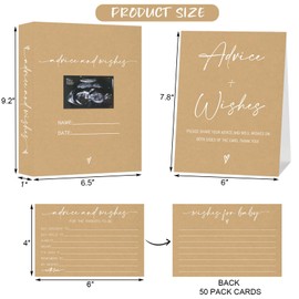 Baby Shower Advice Cards for Parents To Be, 50 Wishes for Baby Cards with Album, Advice and Wishes Book for New Parents, Boy or Girl Gender Reveal Baby Shower Game Decorations