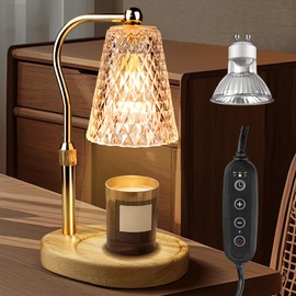 Candle Warmer Lamp with Timer, Candle Warmer Lamp - Electric Candle Warmer with 1 Bulbs,2/4/8-Hour Timing Function,4-Level Dimmable, Adjustable Height