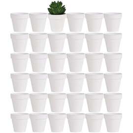 Yishang 2 inch White Small Terracotta Pots with Drainage Holes,Mini Clay Ceramic Pottery Planter,Cactus Flower Nursery Terra Cotta Pots,for Indoor/Outdoor Succulent Plants,Crafts-36 Pack