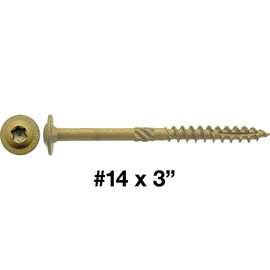 Jake Sales #14 x 3 Construction Lag Screw Exterior Coated Torx/Star Drive Heavy Duty Structural Lag Screw Far Superior to Common Lag Screws (100 Screw Count) Modified Truss Washer Head