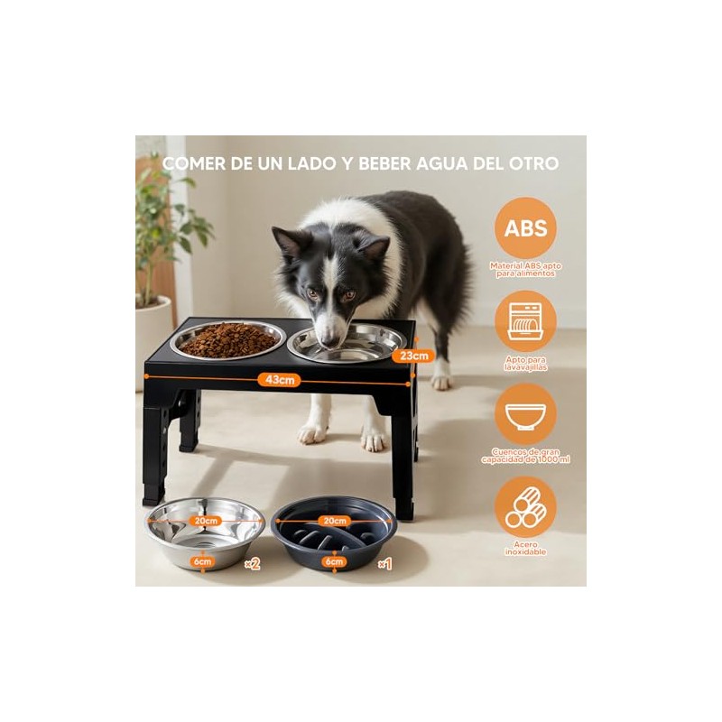 OSLIFE Plato para Perro，Comedero Elevado para Perro y Gato con