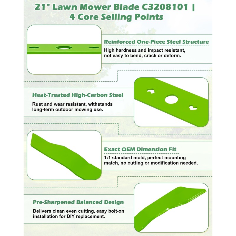 IWIWE 21 Inch Lawn Mower Blade, Replacement Blade Compatible with