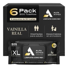 Toallitas Humedas Vainilla Real Alfa Wipes 6pack (300 Toall)