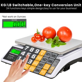 Price Computing Scale 66lb/30kg Commercial Food Scale with Price Calculator, Accurate Counting, Flat Reversed Platter, Dual LCD Display for Farmers' Markets Retail Deli Meat Shopsr Produce Weighing