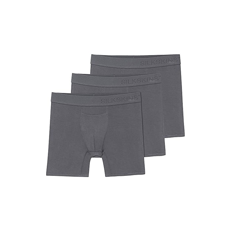 Terramar Men's 6" Silkskins Boxer Briefs, Grey, Medium
