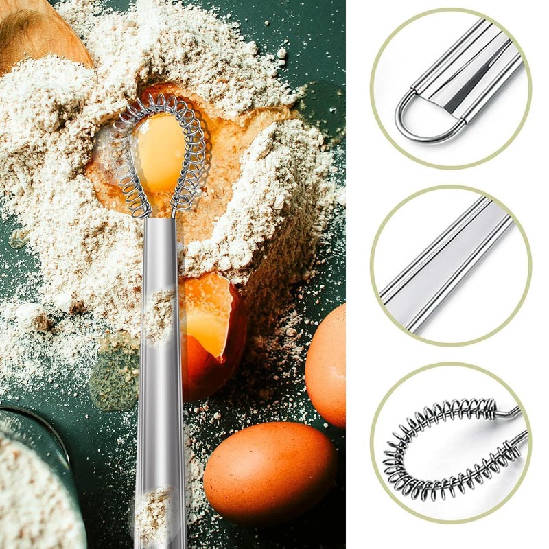 2 Pcs Stainless Steel Egg Whisk Mini Handheld Whisk Beater