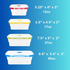 ECOBERI Collapsible Silicone Food Storage Containers with Airtight Snap-Top Lids, Microwave, Dishwasher, Freezer Safe, Set of 5