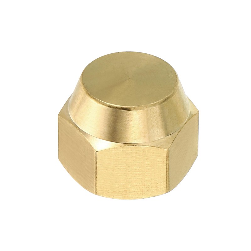 PATIKIL 5/16" Brass Flange Cap, 7/16-20UNF Thread Female 2 Pieces