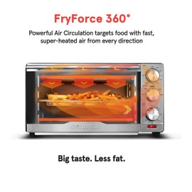 Gourmia GTF7350 6-in-1 Multi-function, Stainless Steel Air Fryer Oven - 6 Cooking Functions - Fry Basket, Oven Rack, Baking Pan & Crumb Tray, Included + Recipe Book