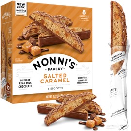 Nonni's Salted Caramel Biscotti Italian Cookies - Biscotti Individually Wrapped Cookies - Italian Biscotti Cookies w/Rich Milk Chocolate & Sea Salt - Kosher - 6.72 oz