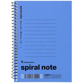 Maruman N670A-02 Spiral Notebook, 0.2 inch (6 mm) Horizontal Rule, A6, Blue