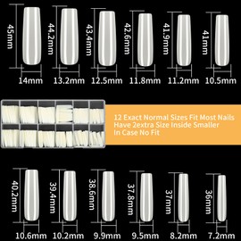 KOXXIAMOQ Nail Tips, Pack of 240 Nail Tips for Gel Nails, Natural False Nails Tips Set, Natural Colour, Full Cover Artificial Nails, Artificial Nail Tips, Traceless for DIY Ballerina Nail (Natural)