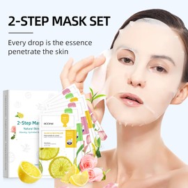 GUOYAOLIFU Face Masks Skincare, 2-Step Face Mask Pack of 6 (Vita, Tea Tree, Rose), Skincare Facial Sheet Mask Combo for Moisturizing, Soothing, Glowing and Firming - All Skin Types